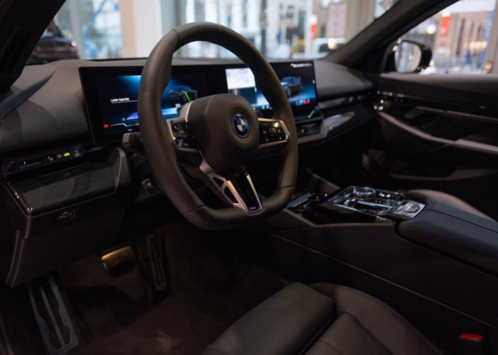 The interior of a BMW electric vehicle.