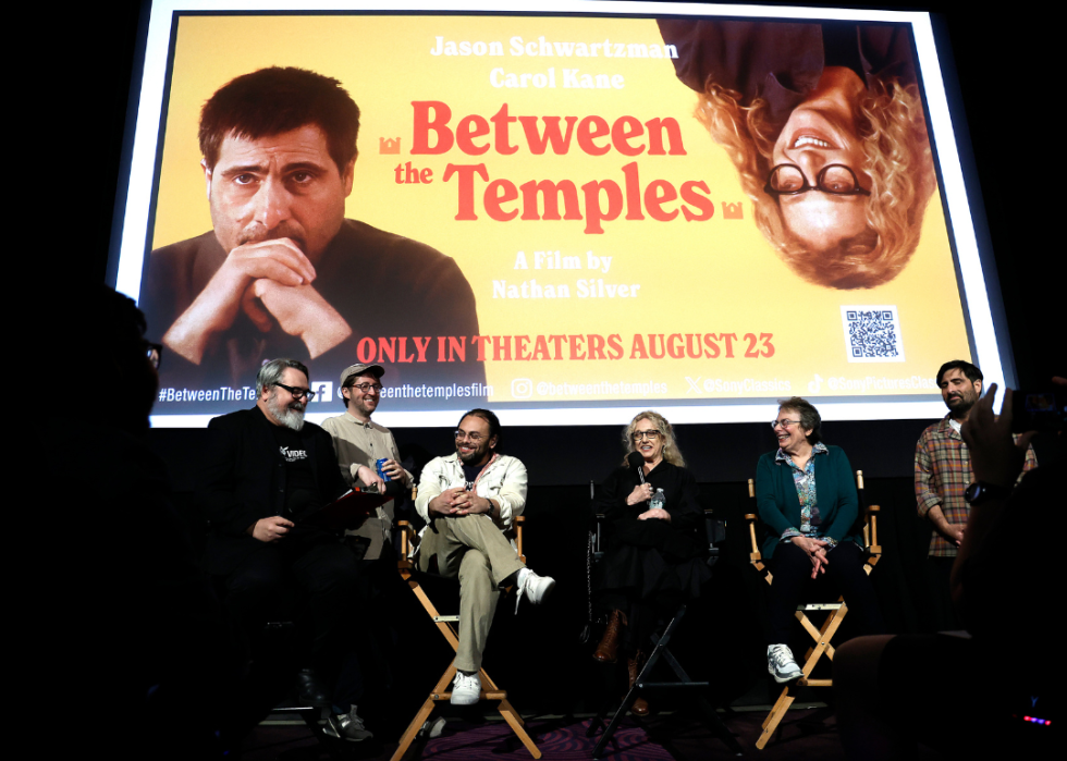 David Fear, C. MasonWells, Nathan Silver, Carol Kane, Cindy Silver and Jason Schwartzman attend "Between The Temples" New York screening.