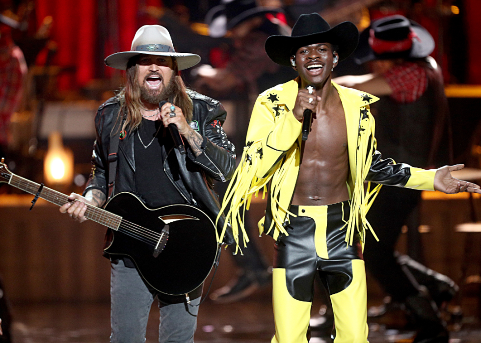 Lil Nas X and Billy Ray Cyrus performing onstage.