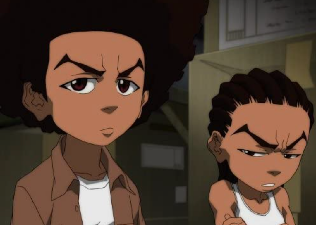 Actors in a scene from ‘The Boondocks’.