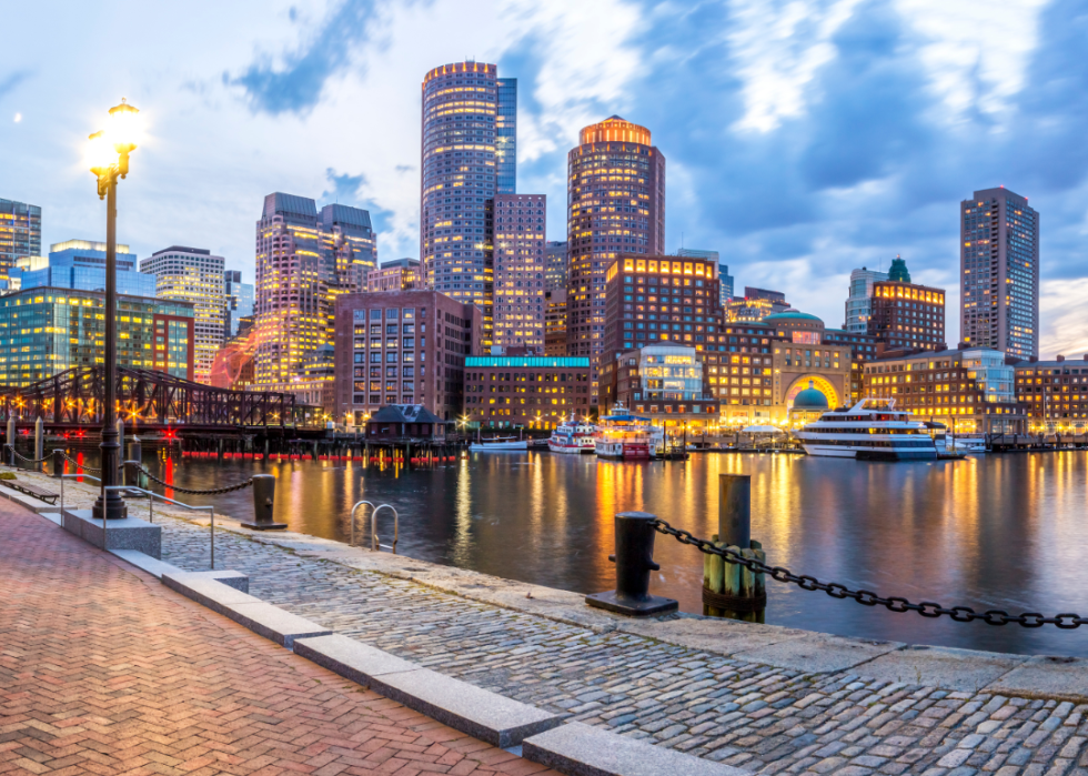 The Boston skyline in early evening light.