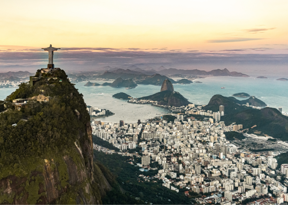 Christ the Redeemer statue looms above the city of Rio de Janeiro.