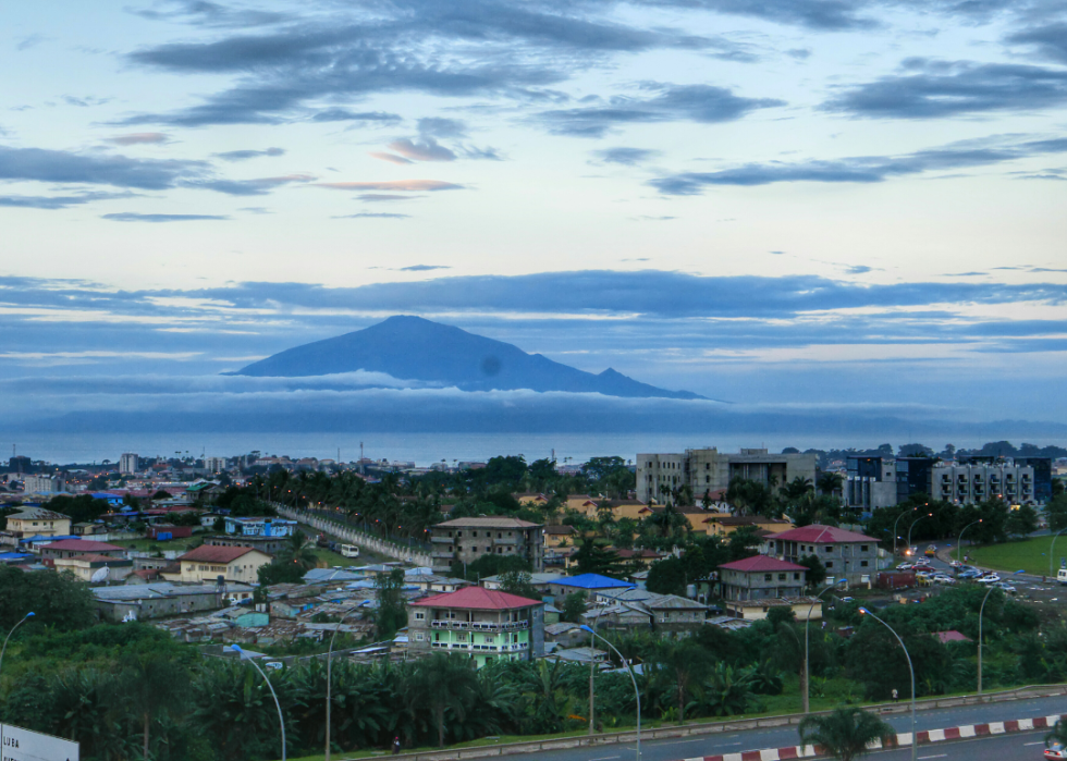 A distant view of Mount Victoria in Cameroon.