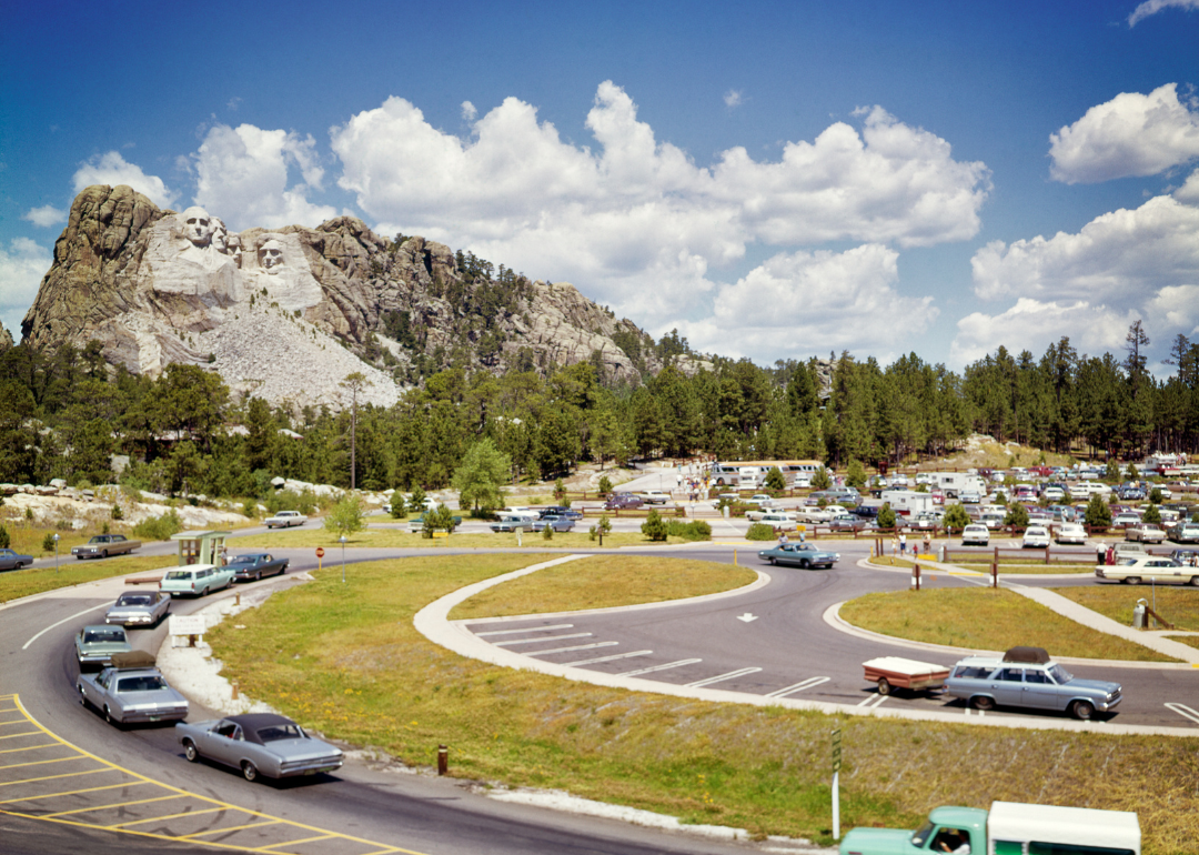 The parking lot of the Mount Rushmore National Memorial in 1969.