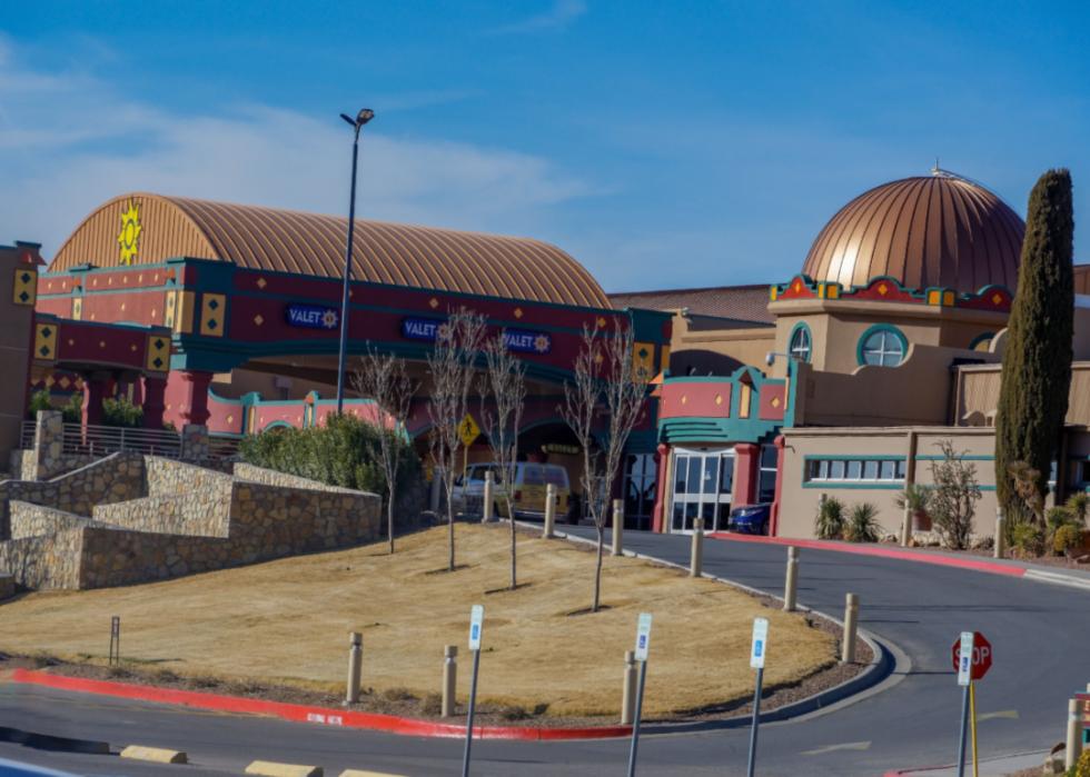 A casino with a gold dome on top in New Mexico.