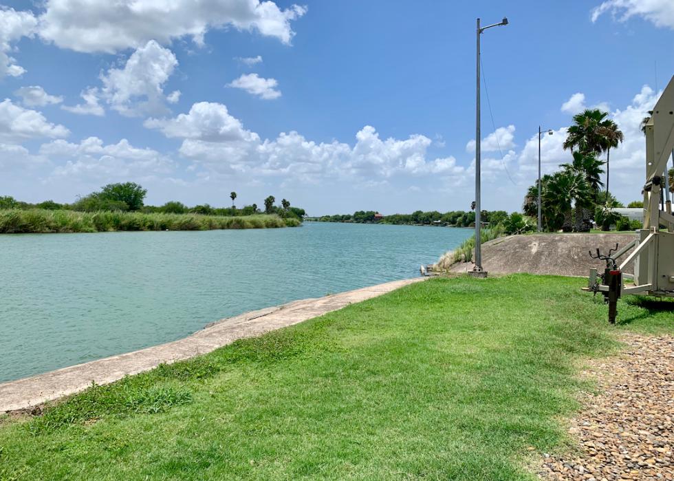 Rio Grande river on the U.S. side in Hidalgo County, Texas, where La Homa is located.