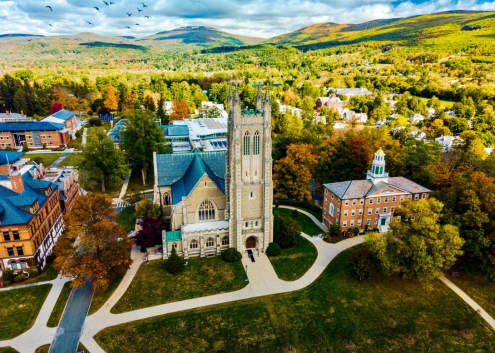 An aerial view of Williams College.