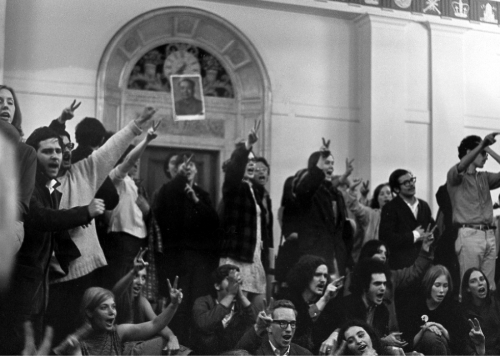 Students occupy Hamilton Hall at Columbia University.