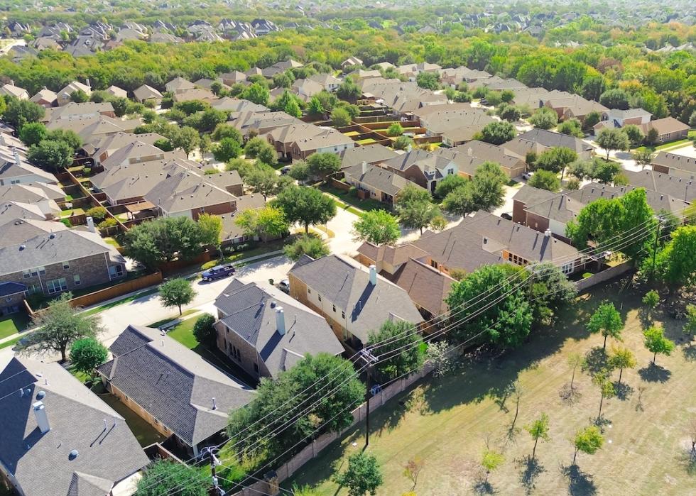 Neighborhood of homes in Argyle, Texas.