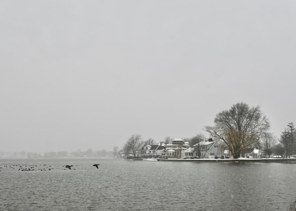 Winona Lake, Indiana, after a light snow.