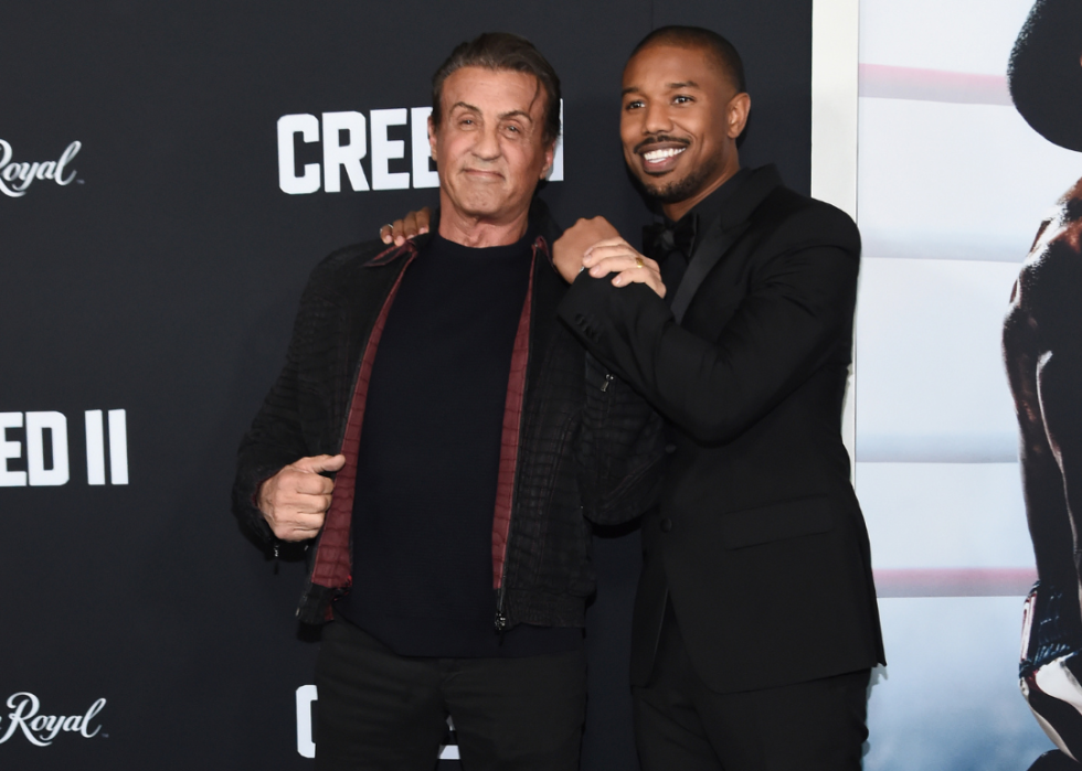 Sylvester Stallone and Michael B. Jordan attend the 'Creed II' New York premiere.