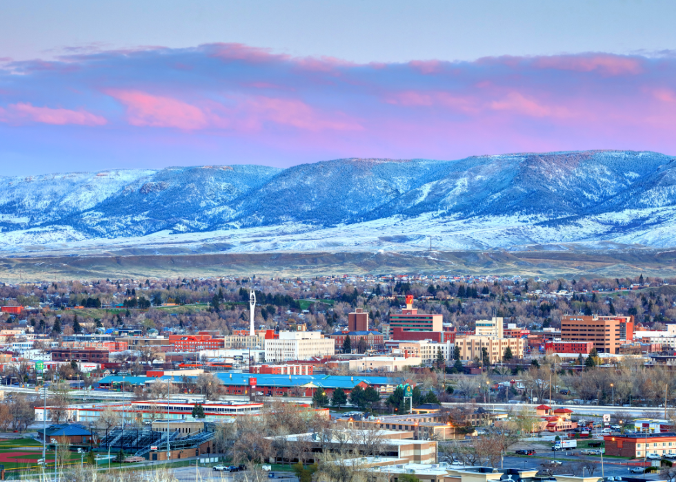 An aerial view of downtown Casper.