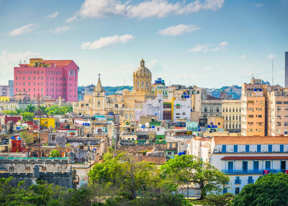 A distant view of the Havana skyline in Cuba.