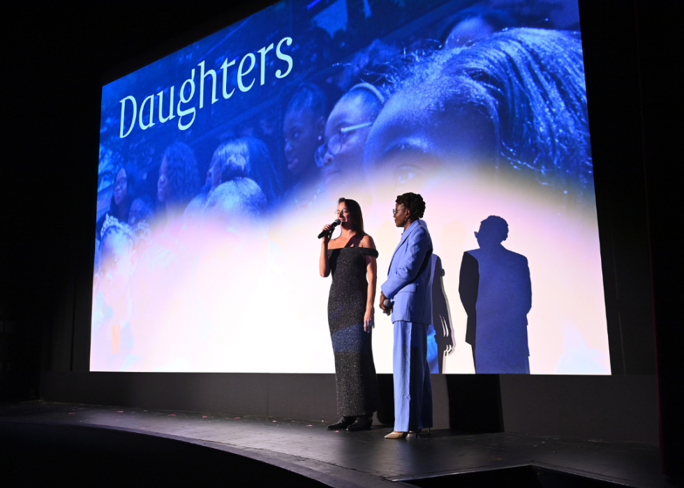 Natalie Rae and Angela Patton speak onstage during ‘Daughters’ screening.