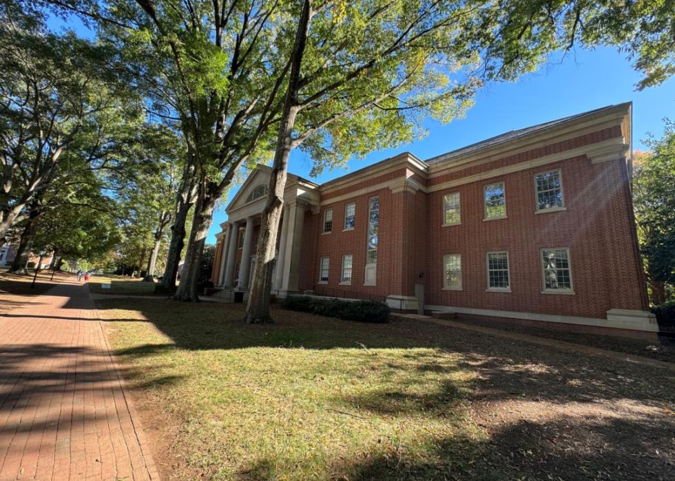 An exterior view of Davidson North Carolina college campus.