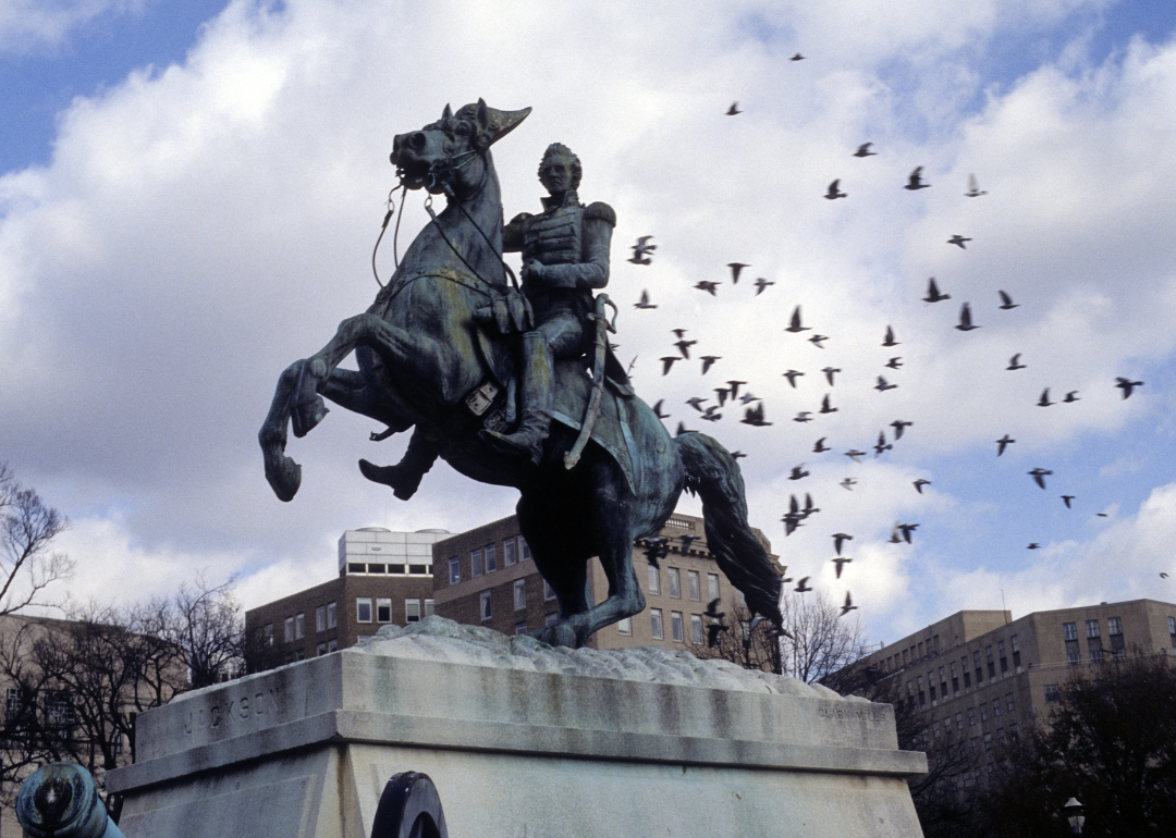 The General Andrew Jackson Statue in Lafayette Square on December 23, 1996, in Washington D.C. 