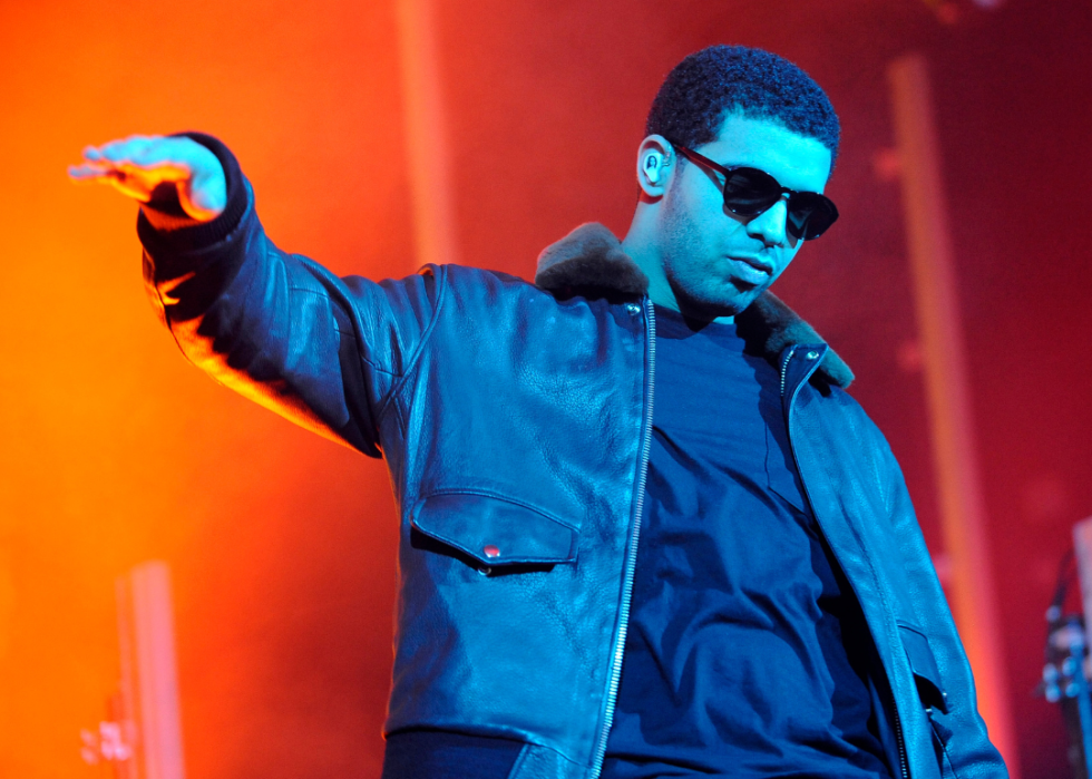 Drake performing.