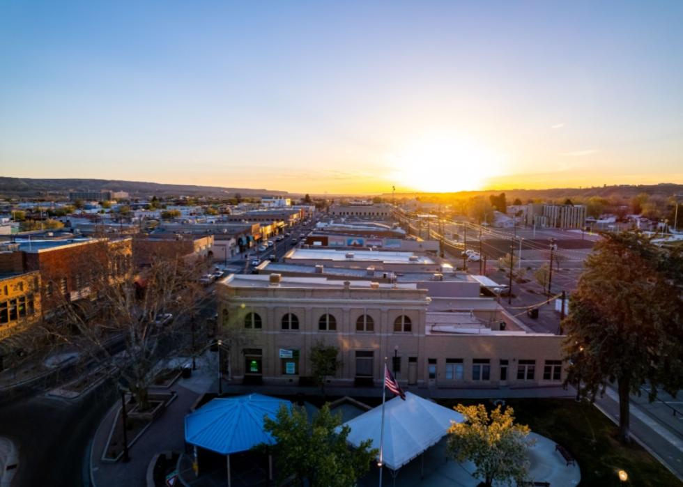 Sunset over downtown Farmington.