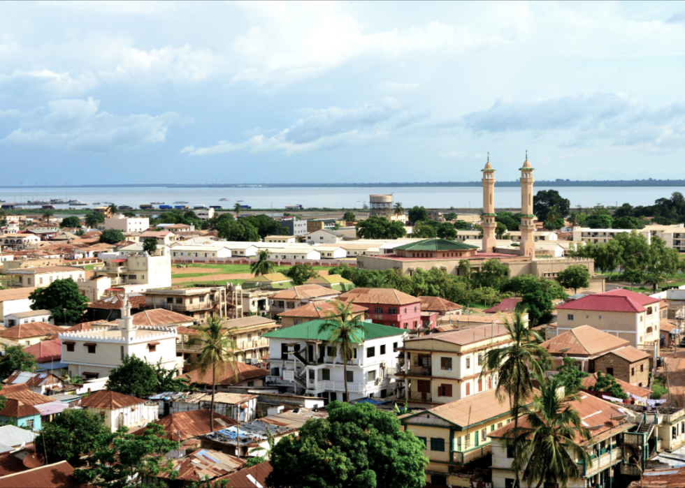 An aerial view of Banjul, capital of The Gambia.
