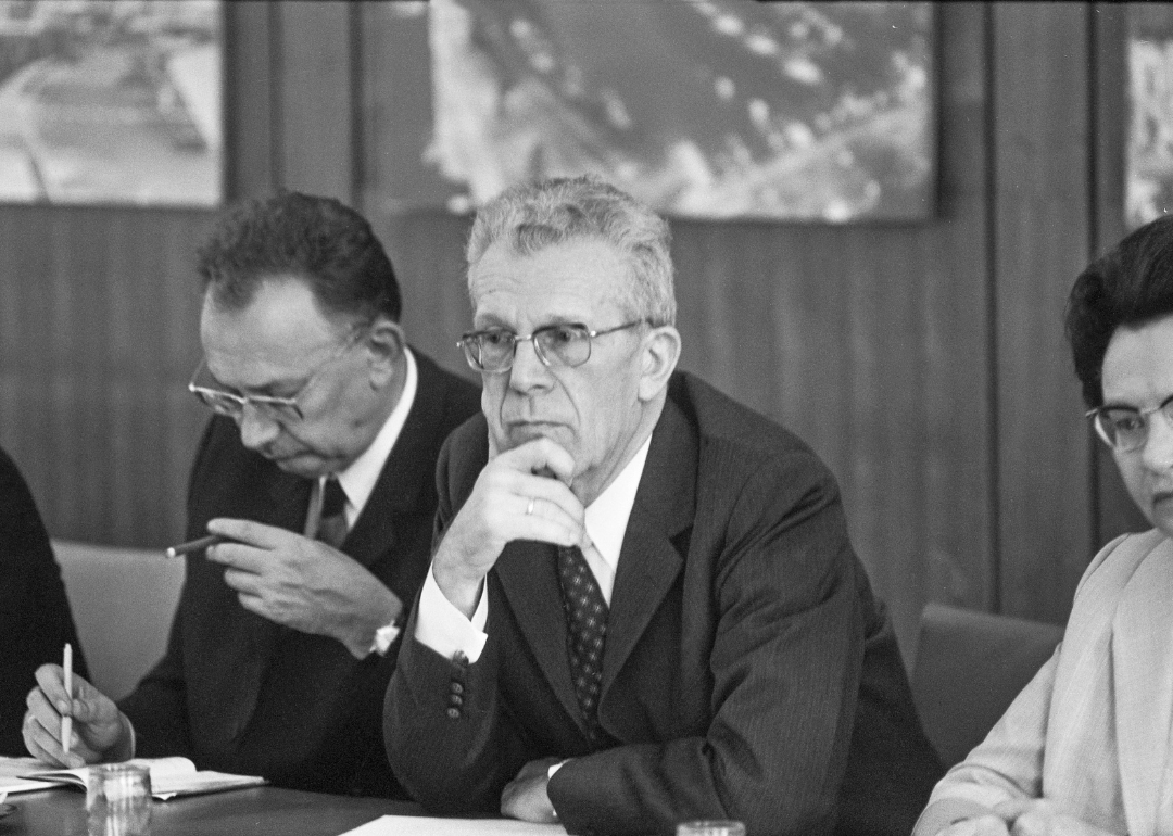 Pediatrician Hans Asperger at a press conference in Vienna in 1972