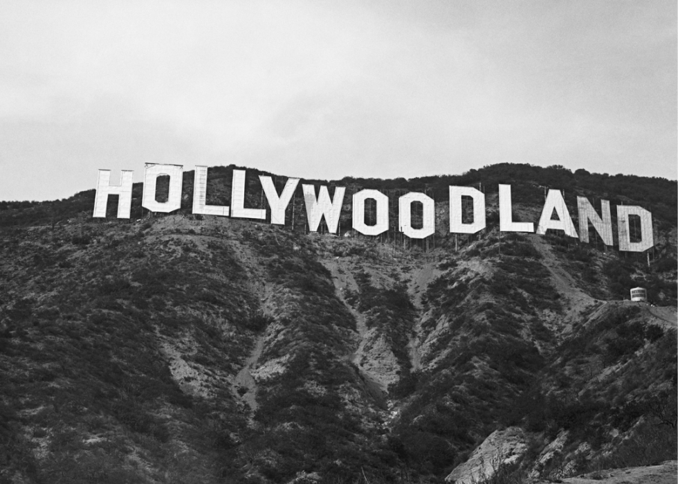 The famed Hollywood sign reading Hollywoodland