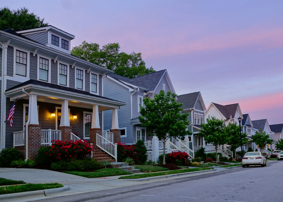 A neighborhood of two-story homes.