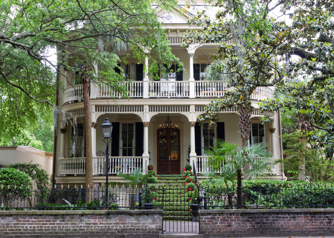 A classic home with a large wraparound porch.