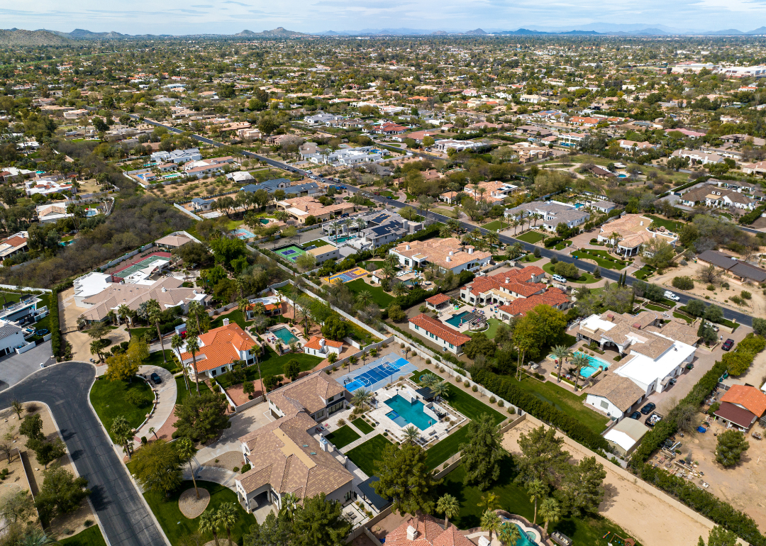 An aerial view of luxury homes in Scottsdale.