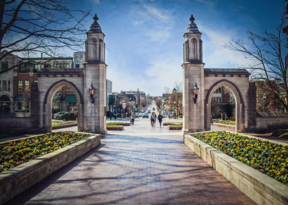 Gates at the entrance of Indiana University.
