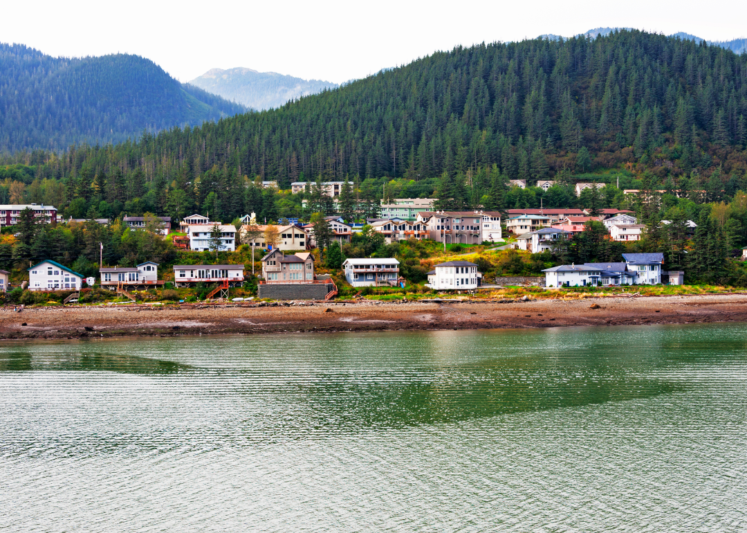 Homes along the waterfront in Juneau, Alaska.