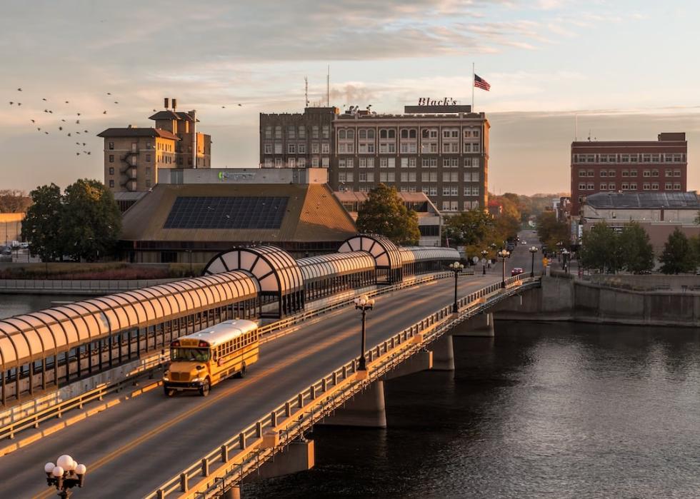 Bridge over the Cedar River in Waterloo, Iowa.