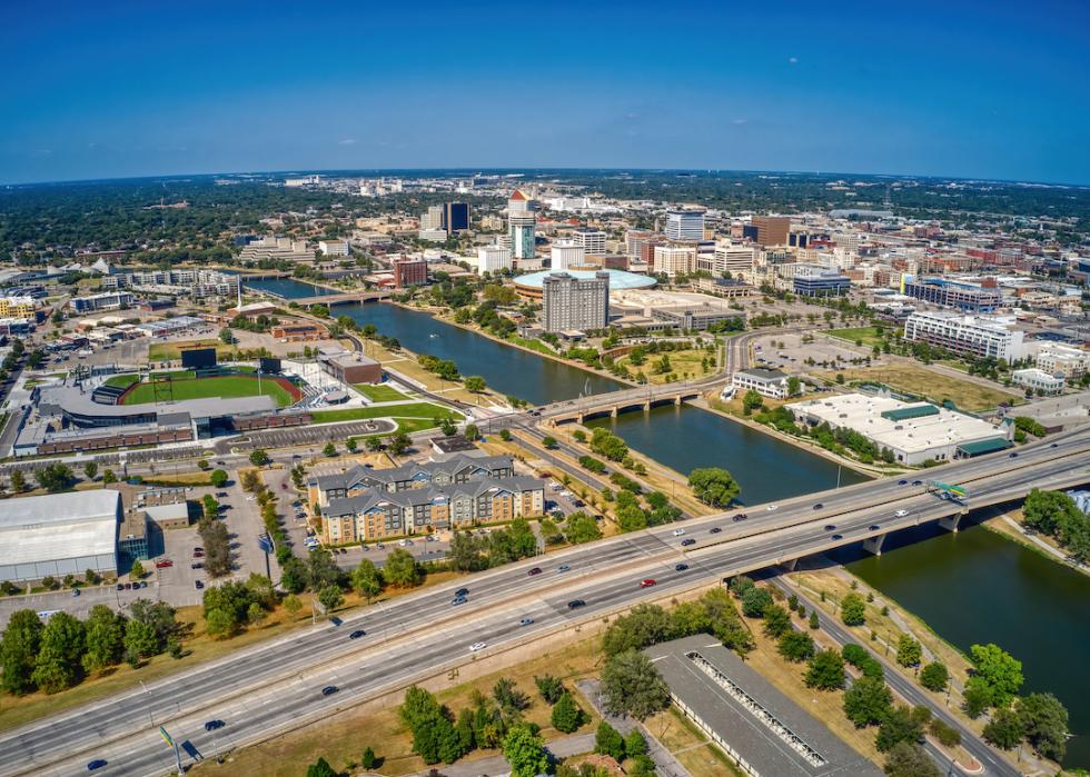 Aerial view of the Population Center of Wichita, Kansas.