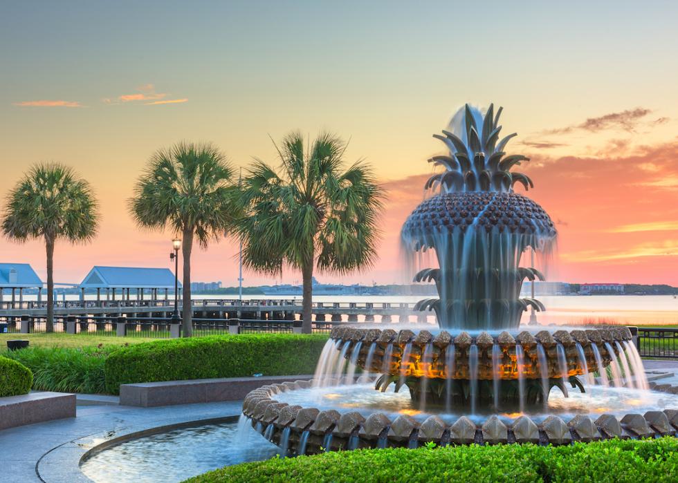 Waterfront Park at dawn in Charleston, South Carolina.