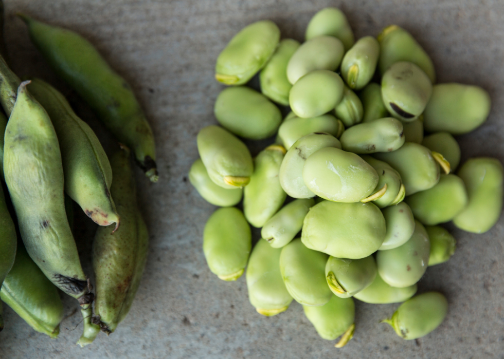Close up of lima beans. 