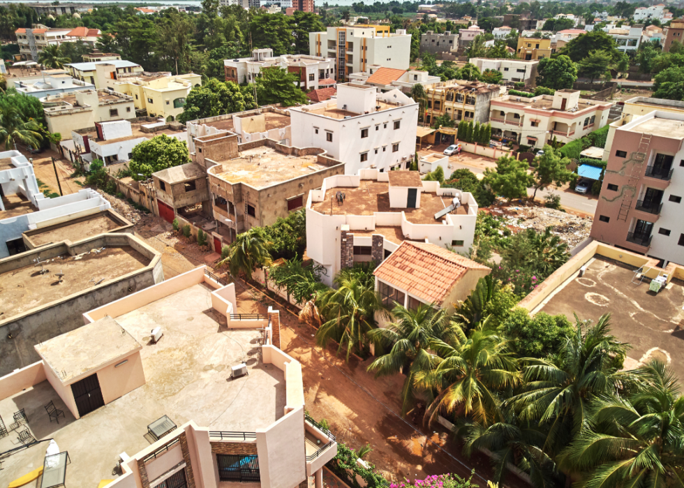 An aerial drone view of niarela Bakamo, Mali