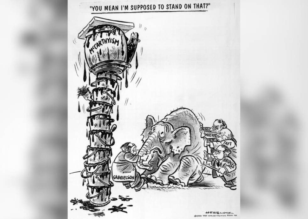 "You mean I'm supposed to stand on that?" March 29, 1950. Reproduction from original drawing. Published in the Washington Post (27)