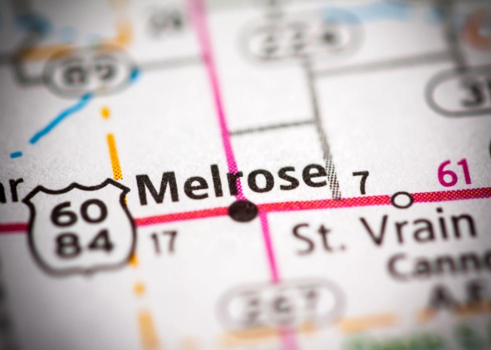 A map showing the location of Melrose.
