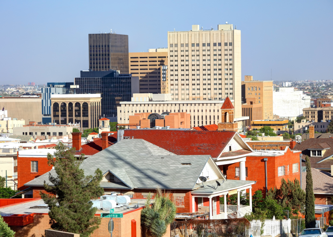 Homes and buildings in downtown El Paso.