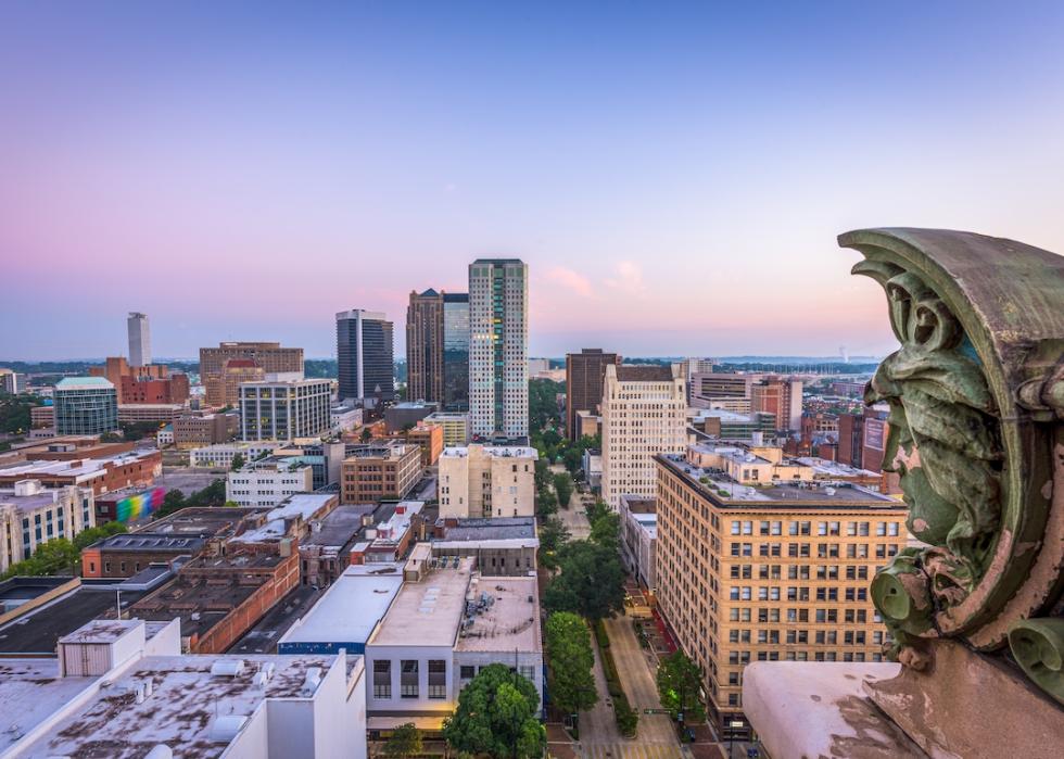 Downtown Birmingham, Alabama, at dusk.