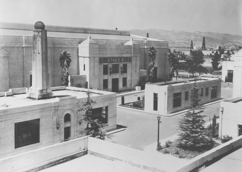 Aerial view of Stage 6 at the Fox Movietone Studios