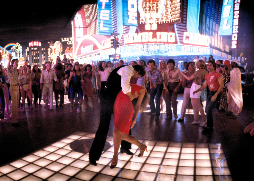 A dance scene being filmed on the set of "One from the Heart." 