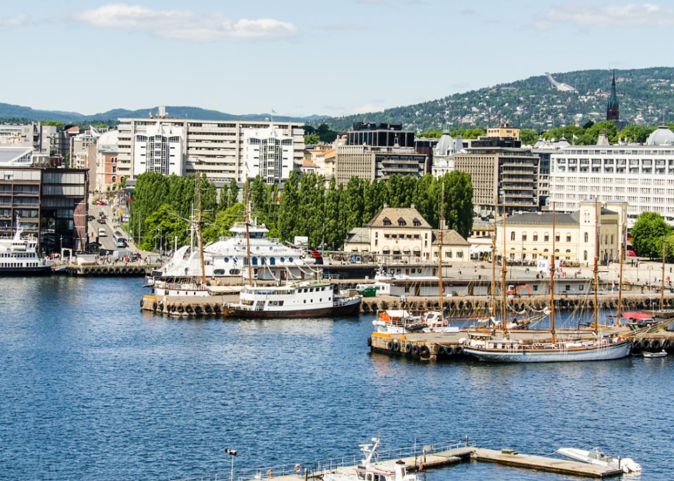 A view of the Oslo harbor in Norway.