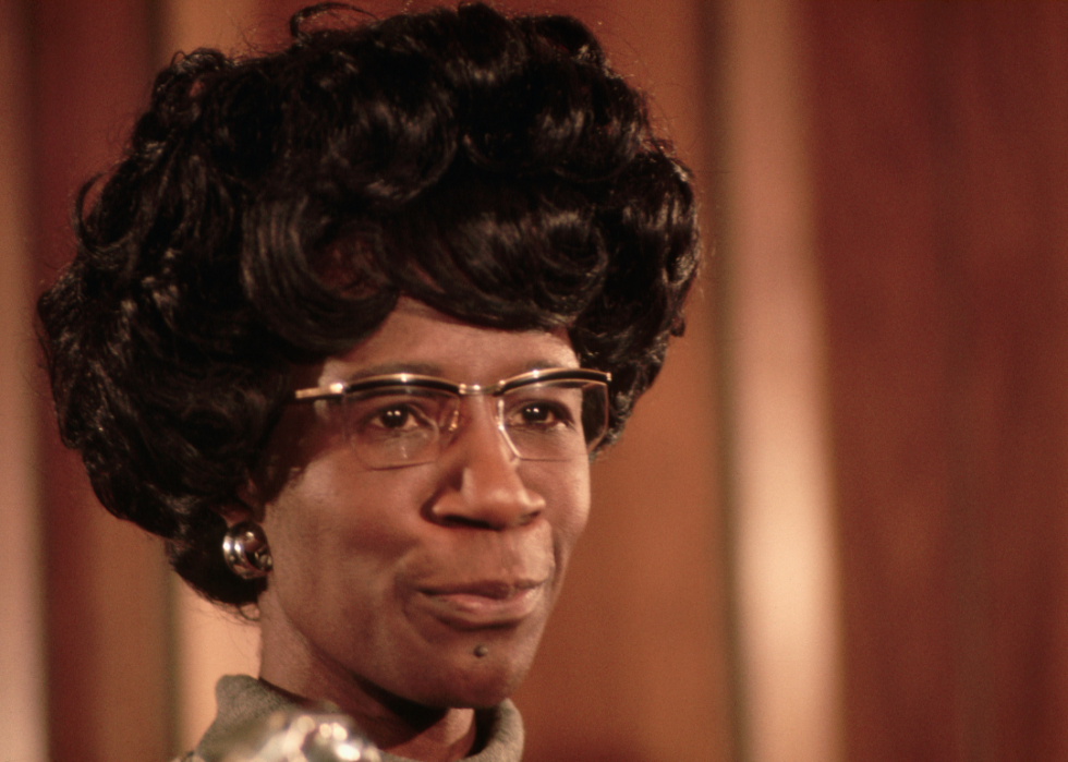 Close-up of Shirley Chisholm. 