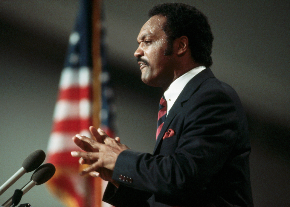 Jesse Jackson speaks at the 1988 Democratic National Convention.