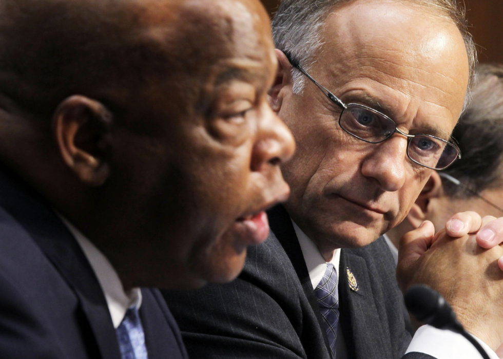 Rep. John Lewis speaks as Rep. Steve King listens during a 2011 hearing regarding the impact of the Defense of Marriage Act.
