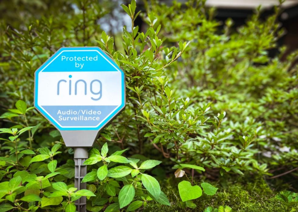 A Ring security yard sign.