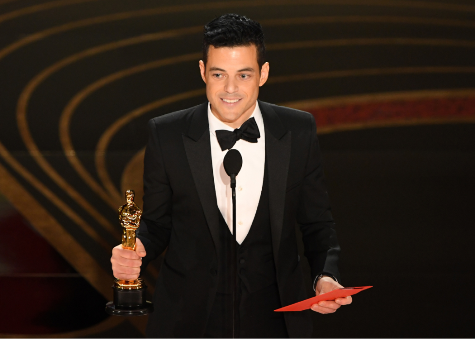 Rami Malek accepts his Oscar for Best Actor in "Bohemian Rhapsody."
