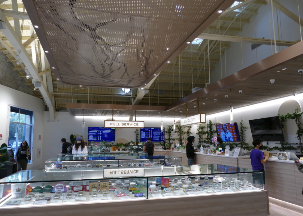 The large, open interior of the Root'd In The 510 cannabis store, a stop along the Cannabis Trail.