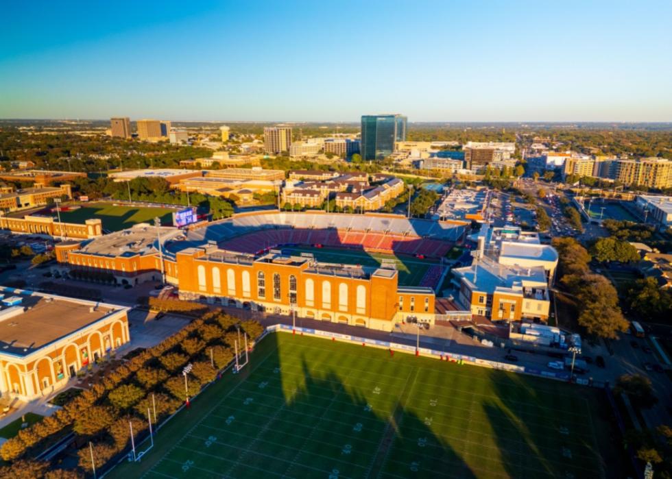 An aerial view of SMU.