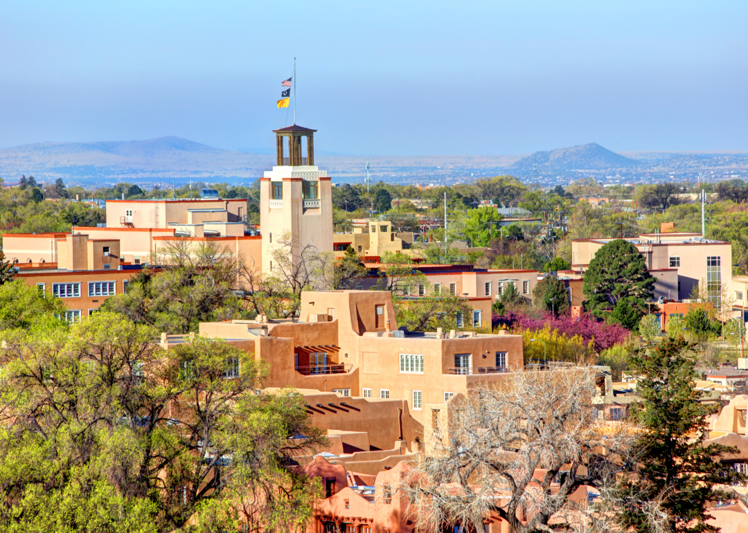 An aerial view of Santa Fe, New Mexico.